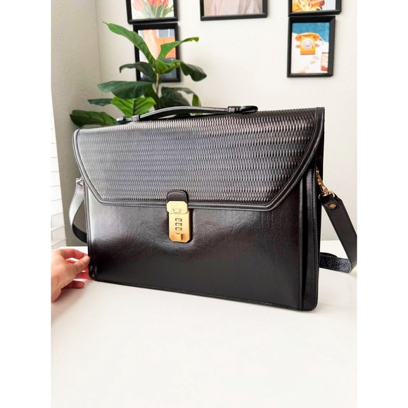 Bally Other - Vintage Bally Leather Briefcase Italy Reptile Embossed Laptop Business Bag